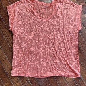 LOFT Coral Polka Dot Short Sleeve Tee